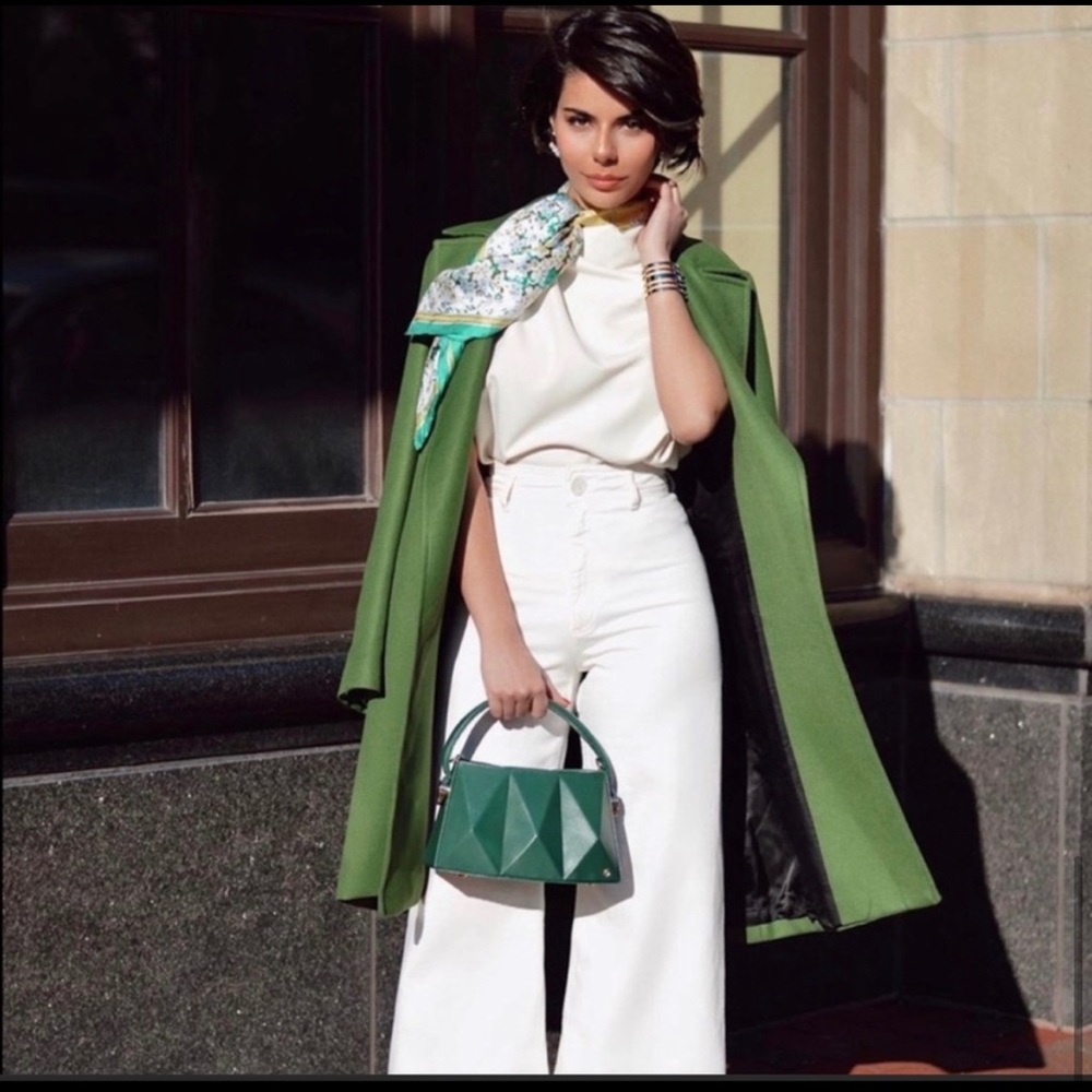 Zara green belted coat size medium bloggers favorit